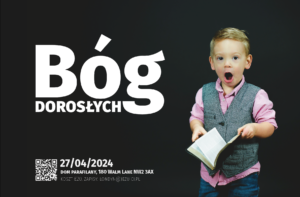Plakat warsztatów „Bóg dorosłych”